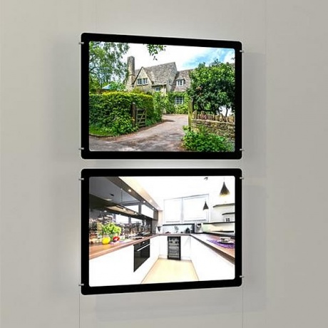 A2 Landscape Framed LED Light Pocket Kit - Two High on Cables